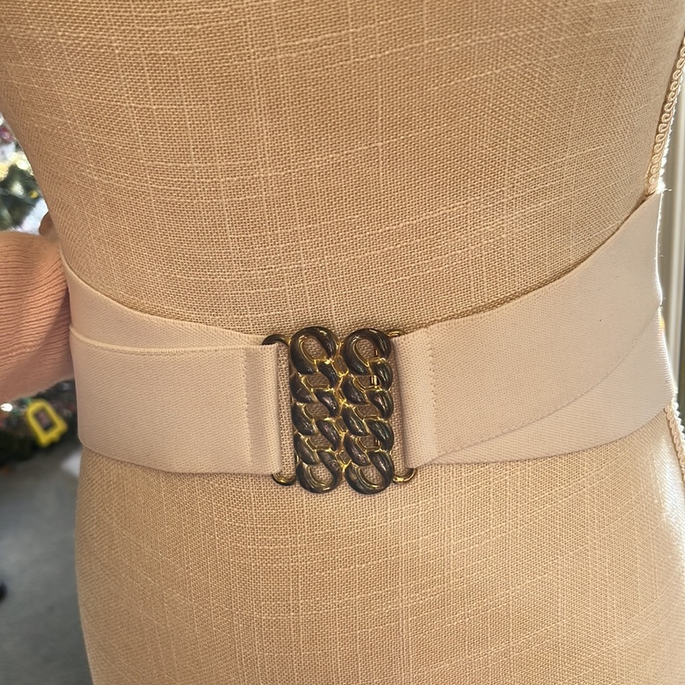 Vintage Stretch Wide Belt, White, size M/L